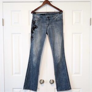 Y2K Wrangler Rock 47 Floral Embroidered Women’s Ultra Low Rise Jeans